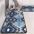 thumbnail image 2 of Kitchen Rugs Sets Of 2,Blue Ethnic Geometric Pattern Anti Fatigue Kitchen Mat Rugs Non Slip Washable,Decorative Kitchen Floor Mats for Kitchen,Sink,Laundry,17"x47"+17"x47", 2 of 5