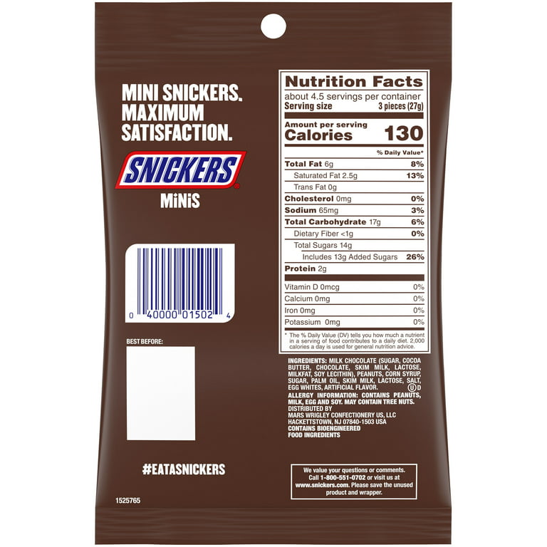 SNICKERS Minis Size Chocolate Candy Bars Bulk Bags (4.4 Oz, Pack Of 12)