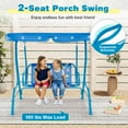 thumbnail image 6 of Costway 2-Seater Toddler Porch Swing Chair with Metal Stand Adjustable Canopy Safety Belts Blue, 6 of 9