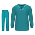 thumbnail image 4 of Conjuntos de uniforme médico, top y pantalón, uniforme de enfermera suave y cómodo, ropa de trabajo para spa lago azul, 4 of 8