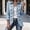 Blue, variant on Ruffled Plaid Cardigan Jackets Womens Classic Long Sleeve Lapel Collared Flared Hem Button Decoration Blazer Coats Fall Winter Trendy Business Casual Outerwear Open Front Coat Hot Pink L