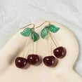 thumbnail image 3 of Lovely Handmade Cherry Food Fruit Drop Earring for Women 14K Gold Plated Lightweight Sweet Fruit Leaf Statement Dangle Earring Friendship Jewelry Birthday Gift, 3 of 10