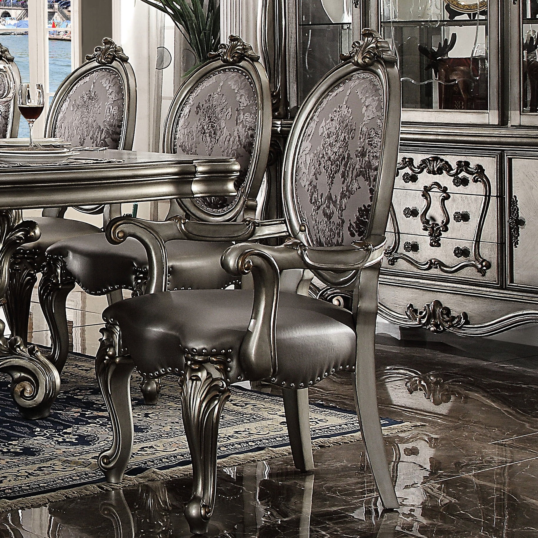 Formal Traditional Antique Dining Room Furniture 9pcs Set Brown