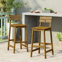Noble House Castner Outdoor Bar Stool, Teak, 2 Pack