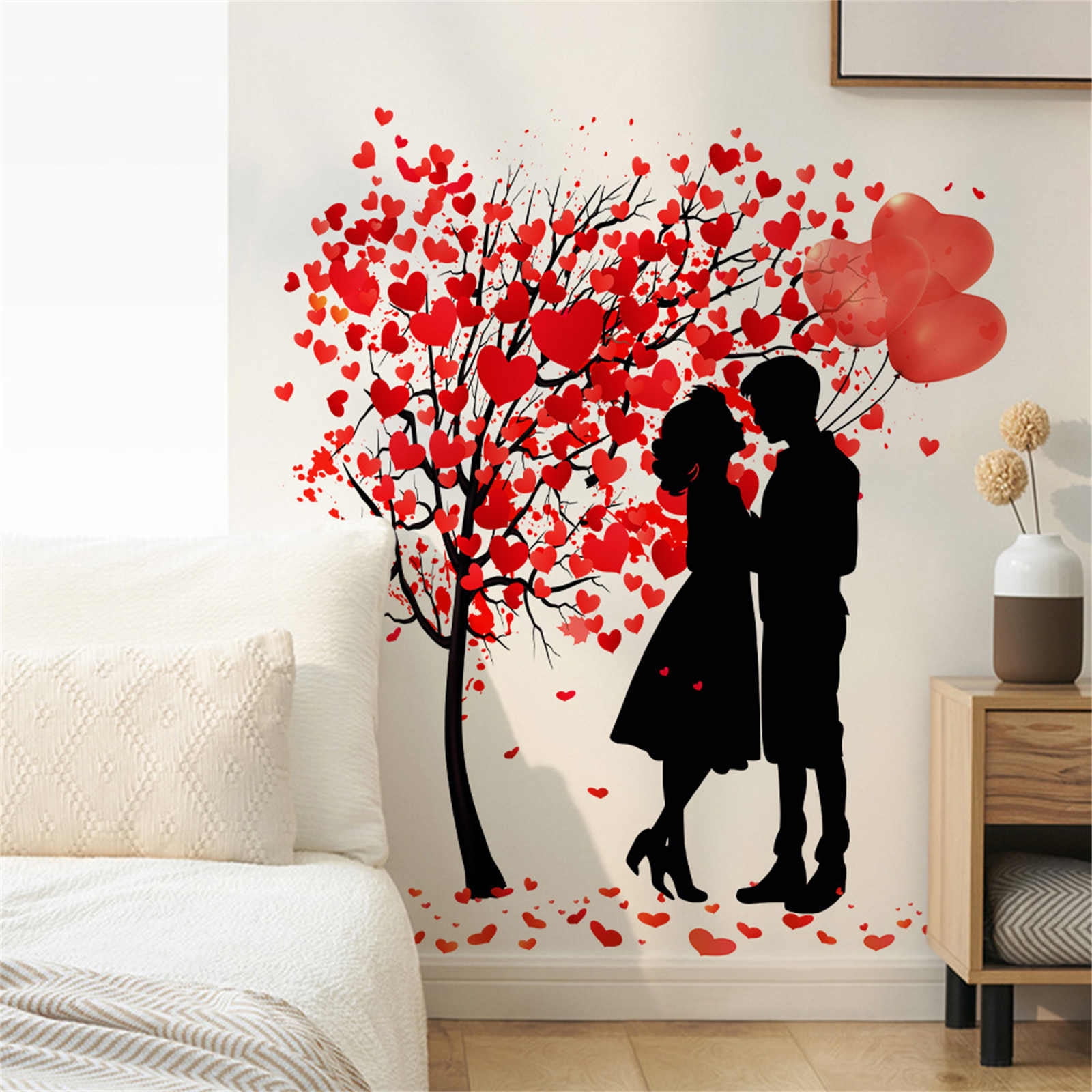 REZUOFI 4 PCS Valentine's Day Heart Stickers - Static Cling Window Decor, Reusable Holiday Wall Decals for Romantic Home & Party Decorations
