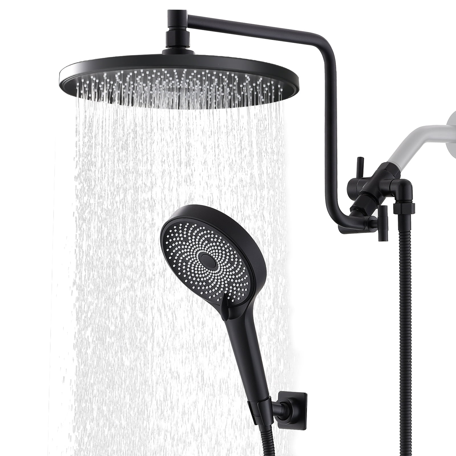 10" Rainfall Shower Head with Handheld Combo, Upgrade 12" Extension Arm