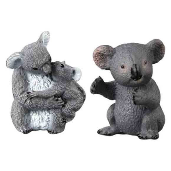 2PCS Koala Family Decorations Plastic Animal Models Simulation Koala Ornament Birthday Gift for Girls Kids