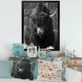 thumbnail image 3 of Designart 'Portrait Of Monochrome Wild Bull In Winter Forest II' Farmhouse Framed Art Print, 3 of 4