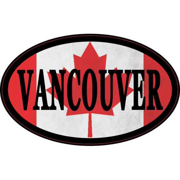 4in x 2.5in Oval Canadian Flag Vancouver Sticker