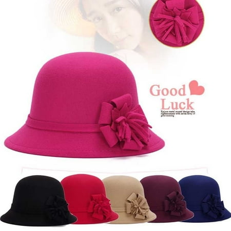 - Women Autumn Winter Retro Fedora Bowler Wool Hat Street Cold-proof Basic Cap