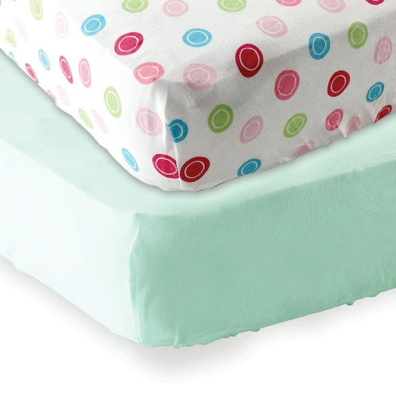 Luvable Friends Baby Girls' Fitted Crib Sheet, 2-Pack, Choose Your Color