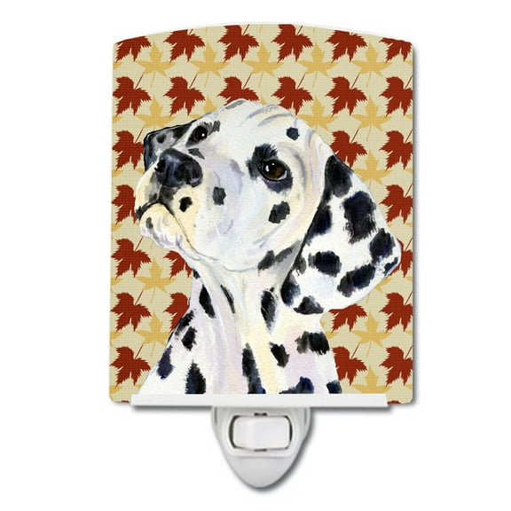 Dalmatian Fall Leaves Portrait Ceramic Night Light