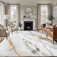 thumbnail image 2 of Modern White Gold Large Area Rugs for Bedroom Living Room, Soft Non Slip Carpet Bedside Rug, Abstract Marble Geometric Rectangular Floor Cover Kitchen Accent Rug 8'x10' for Dining Room/Office, 2 of 9