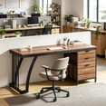 thumbnail image 5 of Computer Desk with Storage Drawers, Wood Top and Black Metal Frame Writing Desk Workstation for Home Office Study Room, Industrial Style Furniture, 5 of 6