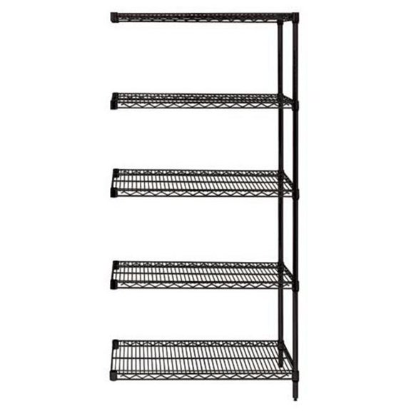 Quantum Storage AD86-2448BK-5 Black Wire Shelving 5-Shelf Add-On Unit - 86 in.