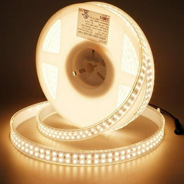 Tira de LED ultrabrillante de 24 V, 3000 K, blanco cálido, 120 W, 11 200 lm, CRI 90+, resistente al agua IP67, 1200 x 2835 luces SMD, 5 m, certificación UL/CE para uso doméstico en cocina,