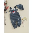 thumbnail image 3 of Suealasg Infant Baby Boy Girl Denim Suspender Jumpsuit Newborn Sleeveless Elk Print Overalls Hat Toddler Causal Bodysuit Clothes 0-24 Months, 3 of 8