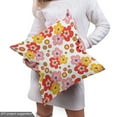thumbnail image 5 of Floral Fabric by the Yard Upholstery, Image of Colorful Spring Flowers and Concentric Dots in Warm Tones, Decorative Fabric for DIY and Home Accents, White Blush and Vermilion by Ambesonne, 5 of 5