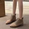thumbnail image 5 of NOKIO Elegant Women'S Suede Short Boots Women'S Lace-Up Vintage Ankle Boots Ladies Fashion Solid Suede Front Lace Up Boots Side Zipper Heel Short Boots Sleek Women'S Ankle Boots, 5 of 6