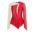 thumbnail image 3 of Choomomo Kids Girls Ice Figure Skating Dress Ballet Dance Skirted Leotard Dress Rhinestones Competition Outfit Red 14, 3 of 5