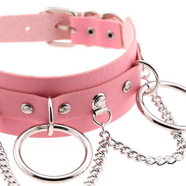 Minnieouse Harajuku Chocker Sexy Lock Key Remaches Black Goth Punk Chokers Gothic Gargantilla Collar para mujeres Hip Hop Cosplay Ropa, zapatos y accesorios Miscelánea Rosado Minnieouse PS11274-07