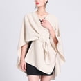 thumbnail image 4 of DPTALR Womens Comfort Solid Color Temperament Solid Color Woolen Cape Cape Jacket, 4 of 5