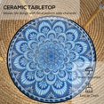 thumbnail image 3 of Round Outdoor Mosaic Bistro Table, Multi-Color Ceramic Top with Powder-Coated Steel Frame, Small Patio Side Table or Plant Stand for Garden, Balcony, and Porch, 13.8" x 21.3", 3 of 7