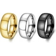 thumbnail image 6 of 3Pcs Stainless Steel Rings for Men 6MM Wedding Bands for Women Mens Gold Silver Black Ring Set Domed High Polish Comfort Fit 6-12, 6 of 6