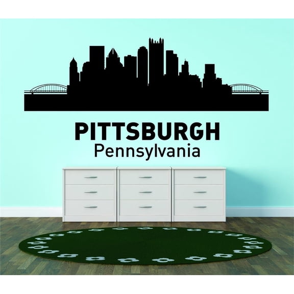 Pittsburgh Pennsylvania United States Major City Geographical Map Landmark - Vinyl Wall Decal - 30x64