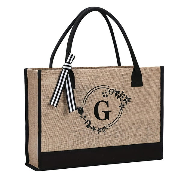 Bolsa de yute/lona, bolsa de regalo personalizada con bolsillo interior con cremallera bordado para bodas, cumpleaños, playa, vacaciones, gran regalo para mujeres, mamá, maestras