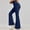 Blue, variant on HongQid Women's Fake Two Solid Color Yoga Pants High Waisted Modern Tight Fitting Bag Hip Casual Plastic Flared Pants Long Pants
