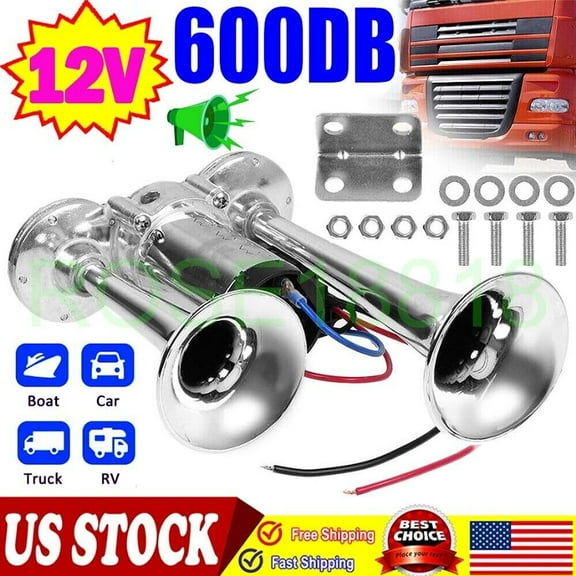Super Loud Air Electric Horn 600DB 12V Dual Trumpet Car Truck Boat/Train Speaker