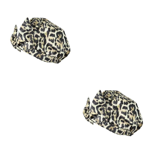 Yuarrent Gorro de ducha, accesorios de baño transpirables, suministros para el hogar, gorros de baño, gorro transparente para salón, cubierta de cabeza leopardo negro 2piezas Yuarrent CBP375892