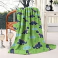 thumbnail image 2 of Green Cartoon Dinosaurs Ponds Pattern Blanket,Comfortable Soft Lamb Wool Throw Blanket,All Season,Warm Lightweight Blankets for Sofa Bed Couch Living Room Chair,60"x80", 2 of 4