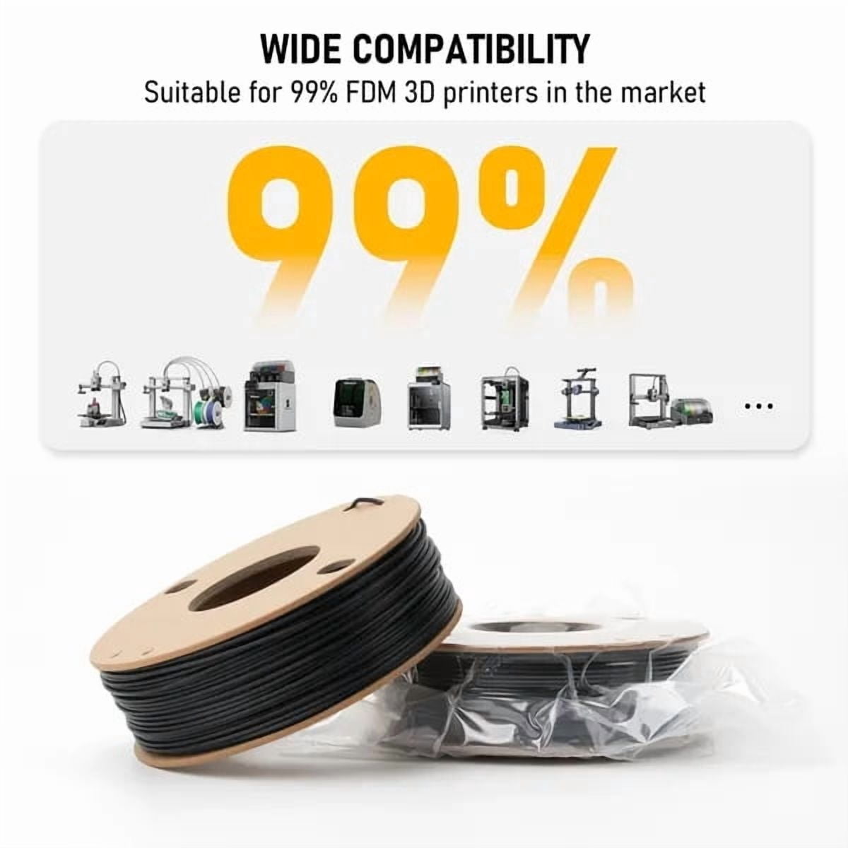 15% Carbon Fiber PETG-CF 3D Printer Filament, High Rigidity Engineering Material for Functional Parts (1.75mm, FDM Compatible)