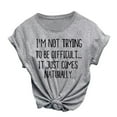 thumbnail image 1 of Gibobby Playera&nbsp;Moda Camiseta de mujer O-cuello Imprimir Top Blusas de moda casual Blusa de mujer de manga corta con letras（Gris， XL), 1 of 5