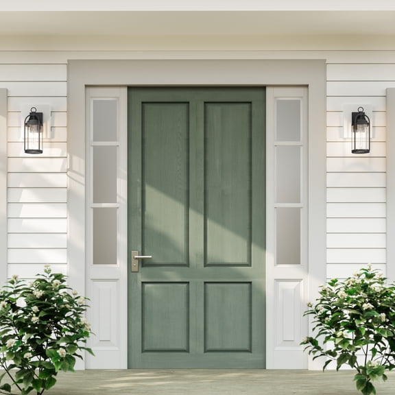 Atlas Lighting and Home 1-Light Metal Cage Outdoor Wall Sconce with Seeded Glass - 13.5" - Gray