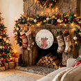 thumbnail image 2 of Welcome Sign for Front Door, Christmas Round Metal Wall Art Wreaths, Farmhouse Vintage Red Boots Berry Leaves Outdoor Indoor Wall Hanging Sign for Porch Decor Housewarming Gifts 5.9 Inch, 2 of 8
