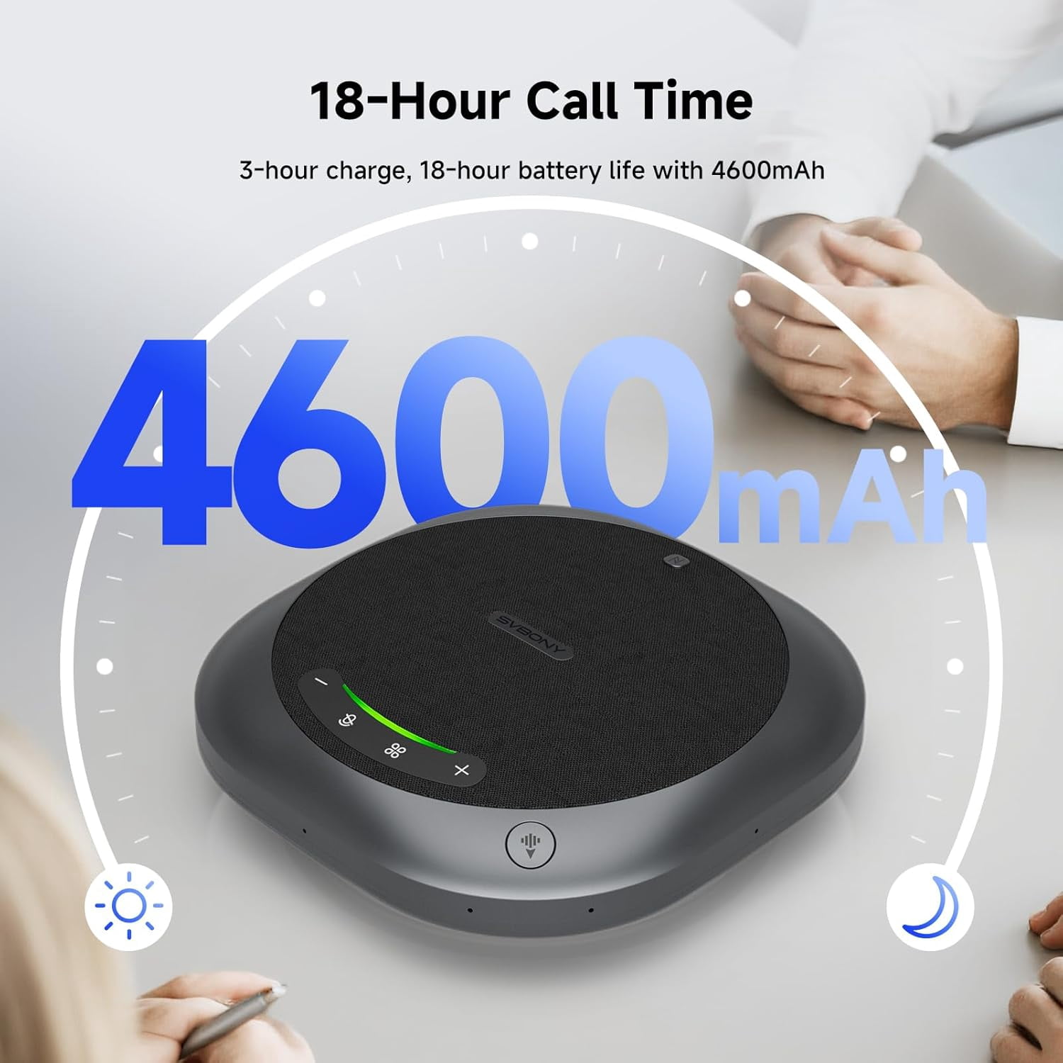 SVBONY Omni2P Conference Microphone,Dual Loudspeaker&2 Pickup Modes for Conference Room, AI Bidirectional Noise Cancellation, Bluetooth 5.3, 6 Mics Supports 20 People Telephone Audio for Zoom Meeting