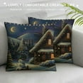 thumbnail image 3 of PRATYUS Christmas Throw Pillow Cushion Cover, Winter Scenery with Designed House and Tree at Night Family Themed Concept Art, Decorative Square Accent Pillow Case 18x18in, 3 of 5