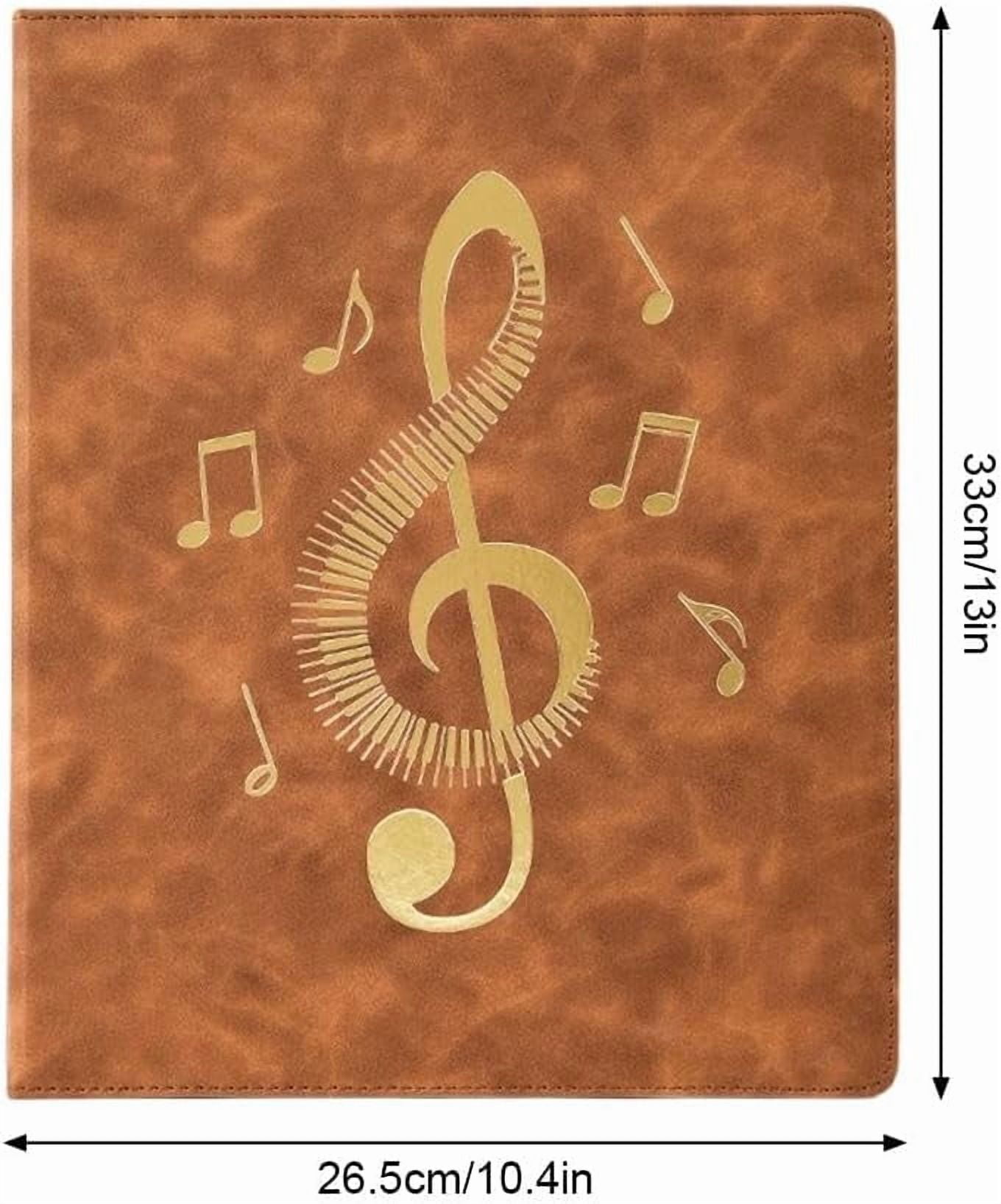Expandable 40-Page Sheet Music Folder for Piano, A4/A3 Spiral Binder 270x325mm, PU Leather Organizer with 20 Sleeves, Lies Flat for Performance(wwx)