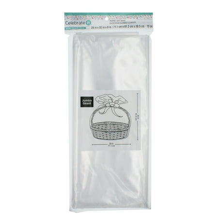 28 x 32 x 8 Jumbo Clear Basket Gift Bags by Celebrate It™ – 12ct. 28 x 32 x 8 Jumbo Clear Basket Gift Bags by Celebrate It™ – 12ct.
