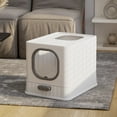 thumbnail image 2 of EastVita Foldable Cat Litter Box with Lid, Large Enclosed Cat Litter Box, Drawer Style Design, Top Entry & Front Entry Cat Toilet with Scoop for Growing Kitten, 2 of 8