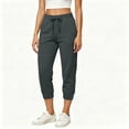 thumbnail image 4 of ZHYou No Boundarie Womens Fleece Capris High Waist Drawstring Elastic Cuffed Leg Cropped Jogger Pants with Pockets,Dark Gray,Size S, 4 of 9