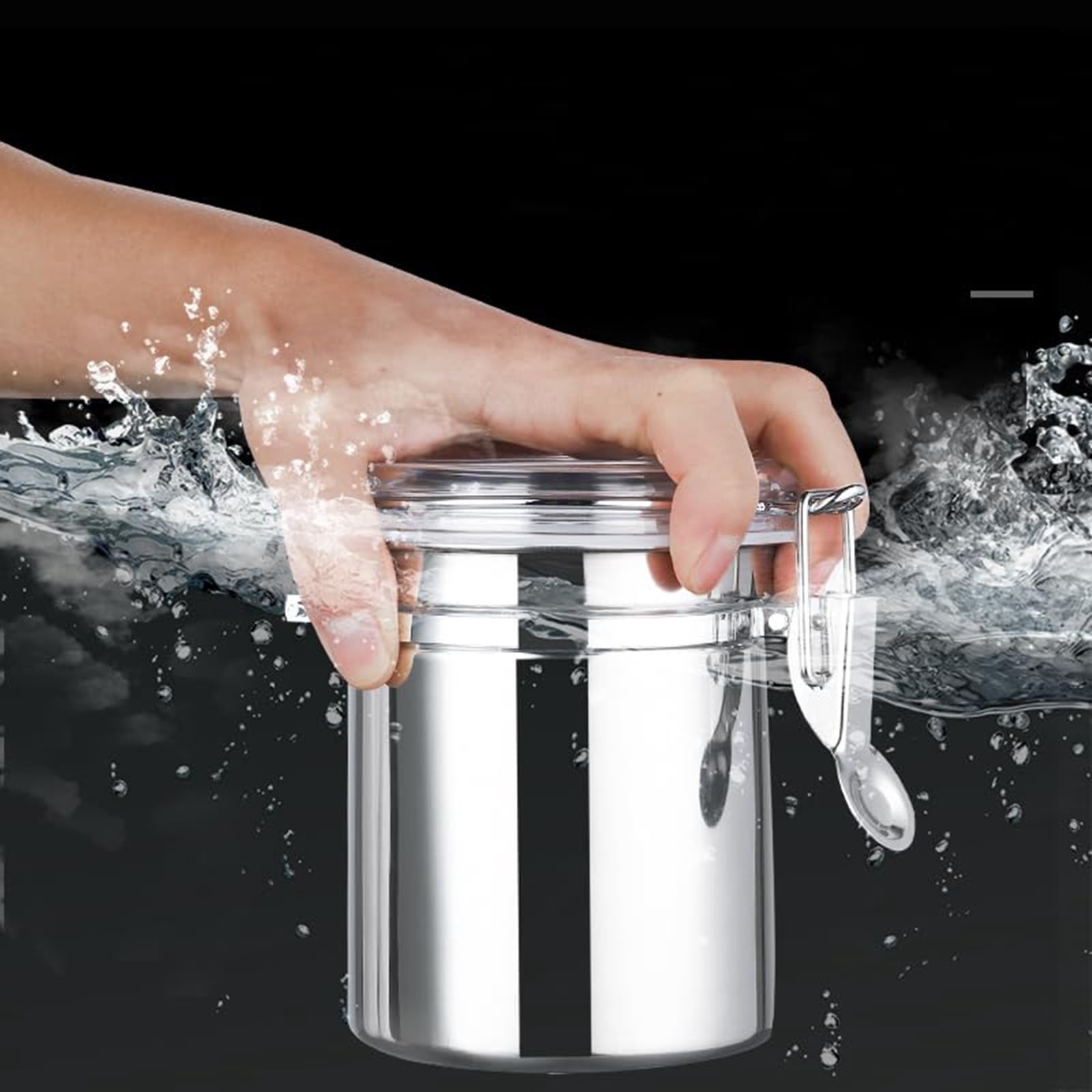 Stainless Steel Food Storage Container Set | 4-Piece Airtight Canisters with Locking Lids for Coffee, Tea, Flour & Sugar | Kitchen Pantry Organization Jars