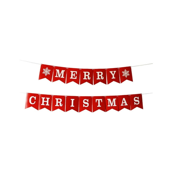 Christmas Eve Wall Hanging Garland Red Green Pom Pom Banner Fireplace Flag Decoration Indoor Outdoor Ornament Party Decor