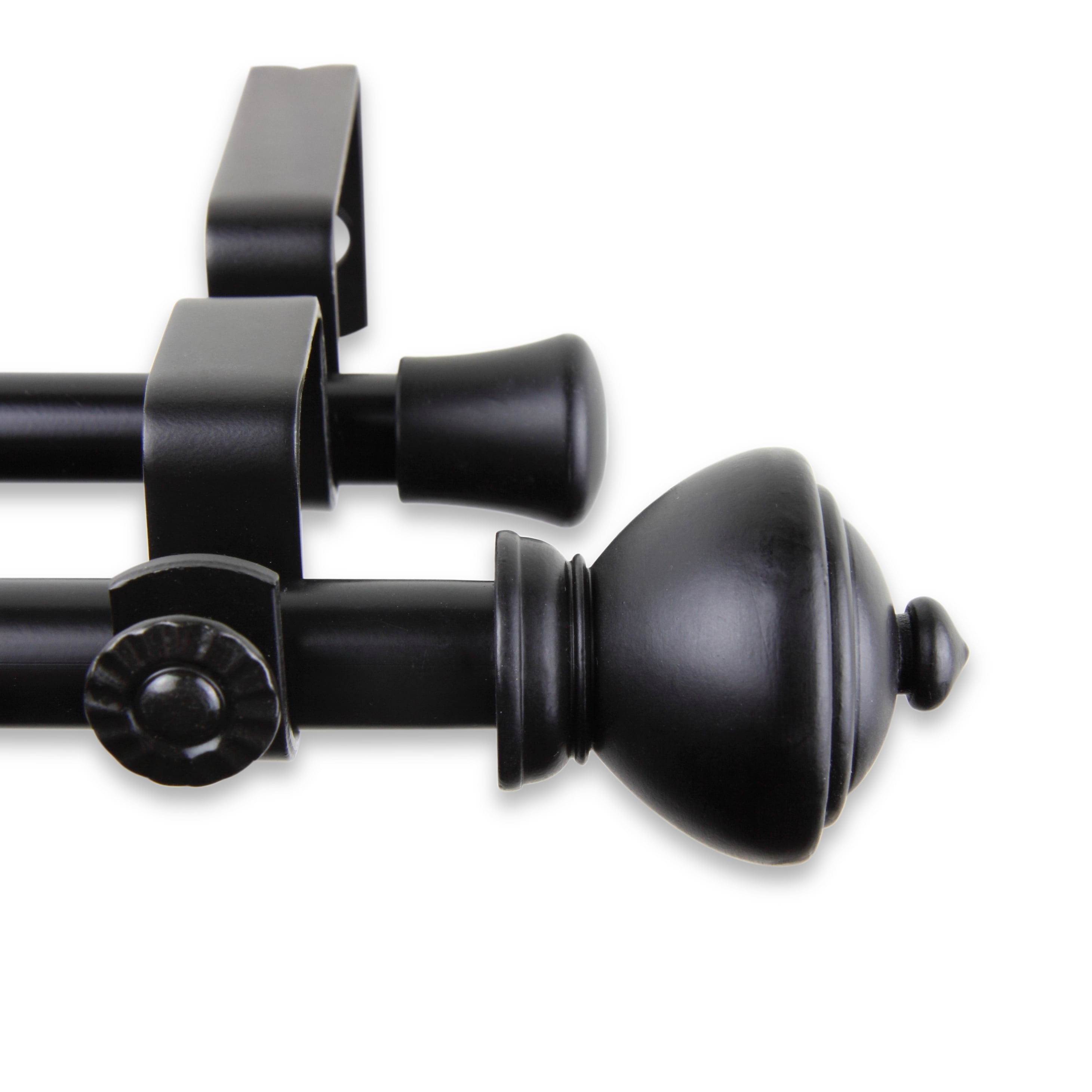 Central Design Products Steel 0.62" Modern Double Curtain Rod, Black