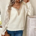 thumbnail image 3 of Suéter de cuello en V de primavera y otoño europeo y americano, suéter informal holgado para mujer, 3 of 5