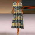 thumbnail image 1 of Robes Femmes Grande Taille Imprimé Quotidien Décontracté Manches Courtes Vintage Bohème Col en V Robe en Liquidation, 1 of 6
