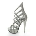 thumbnail image 4 of E-532-Julia, 5" Heel Womans Metallic Heel w/criss-cross straps & studs. 5 / Silver, 4 of 6